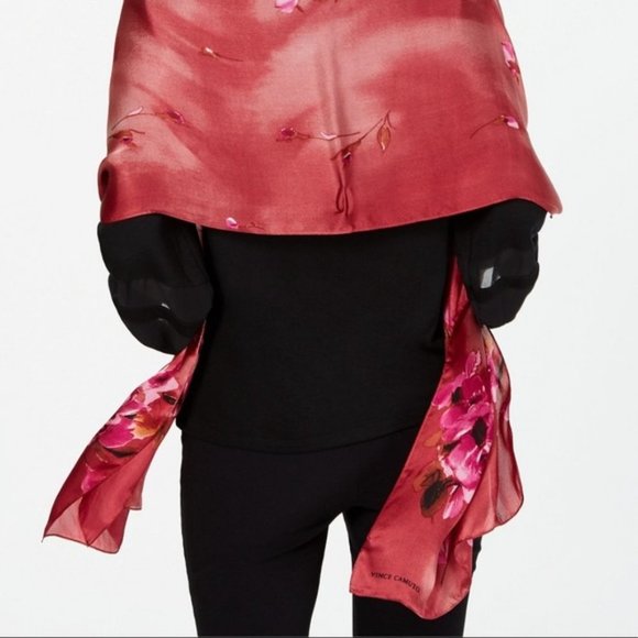 Vince Camuto Ombre Tea Rose Silk Oblong Scarf - Picture 3 of 3